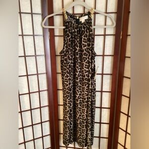Michael Kors Leopard Print Chain Halter swing dress